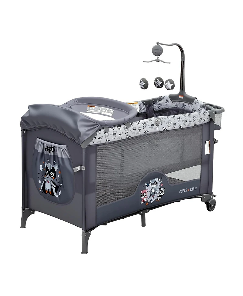 gaomon 4 1 Baby Bassinet and Playard with Changing Table Toy Bar