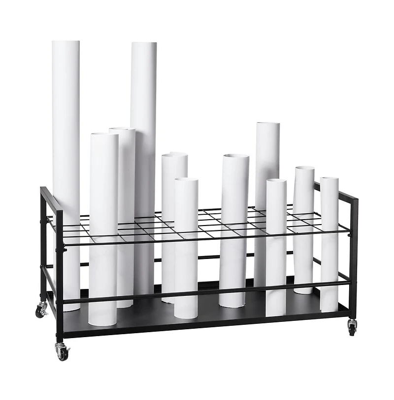 Sugift 50-Slot Rolling Storage Cart with Heavy-Duty Metal Frame for Large Format Document Organization