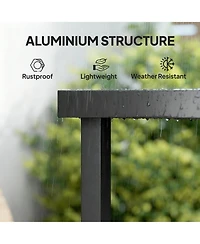 Outsunny Outdoor Dining Table for 4 Person, Square, Aluminum Metal Legs for Garden, Lawn, Patio, Woodgrain Black