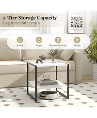 Gymax 20'' 2-Tier End Table w/ Storage Shelf Reversible Design for Living Room