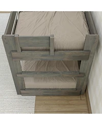 Max & Lily Twin over Low Bunk Bed, Modern Farmhouse Solid Wood Beds for Kids, Driftwood