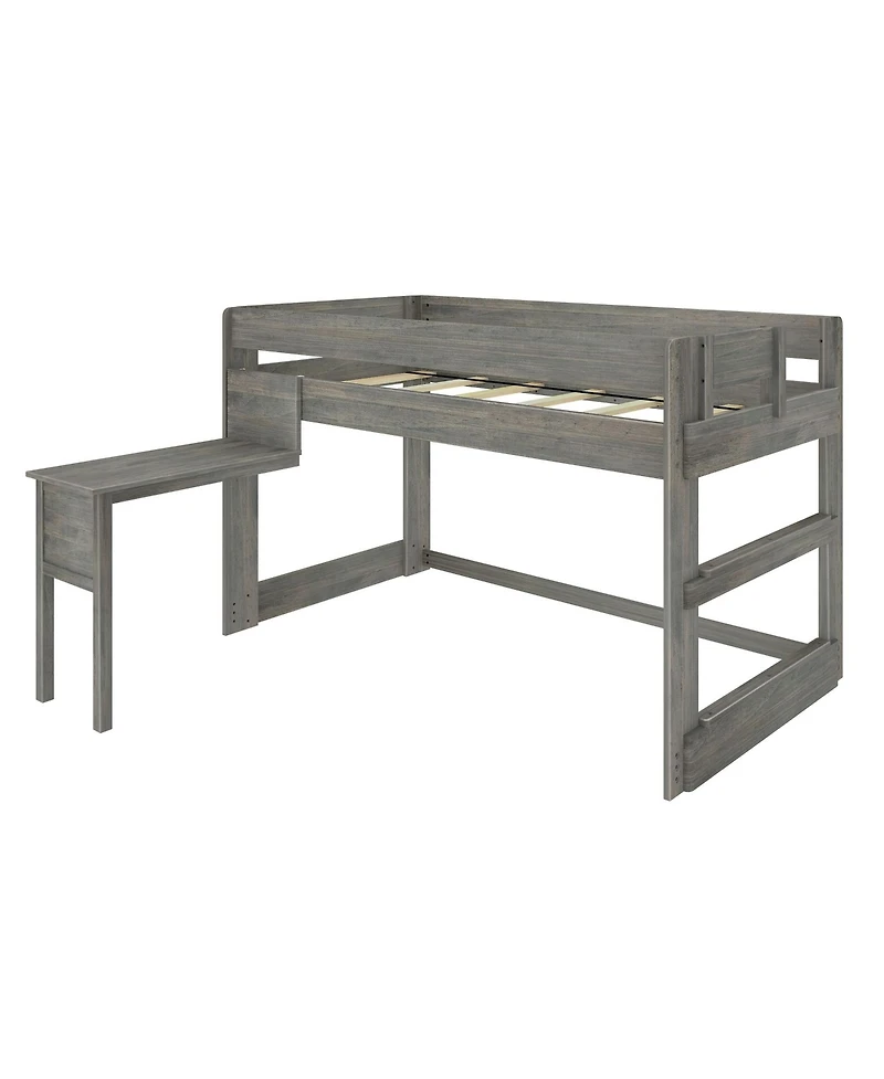Max & Lily Solid Wood Loft Bed with Desk, Modern Farmhouse High Twin Loft Bed For Kids