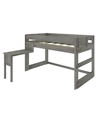 Max & Lily Solid Wood Loft Bed with Desk, Modern Farmhouse High Twin Loft Bed For Kids