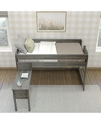 Max & Lily Solid Wood Loft Bed with Desk, Modern Farmhouse High Twin Loft Bed For Kids