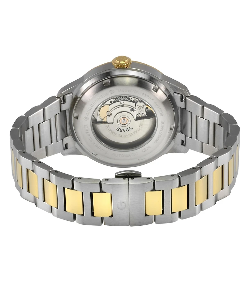 Gevril Men's Guggenheim Swiss Automatic Two tone Ipyg/Ss Bracelet Watch