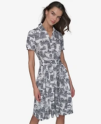 Karl Lagerfeld Paris Women's Toile Tie-Waist Dress