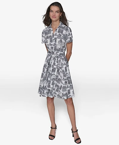 Karl Lagerfeld Paris Women's Toile Tie-Waist Dress