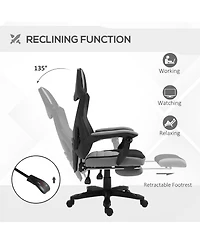 Vinsetto Office Chair Adjust Height Recliner with Footrest, Wheel, Mesh Back