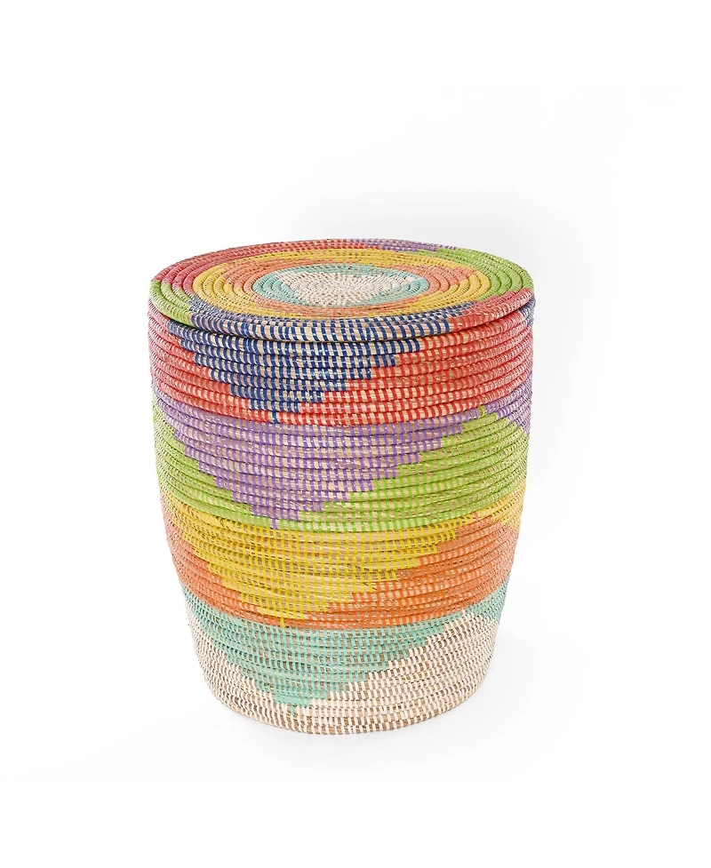 African Modern, Rainbow Mountains Flat Lidded Hampers, Set of 2