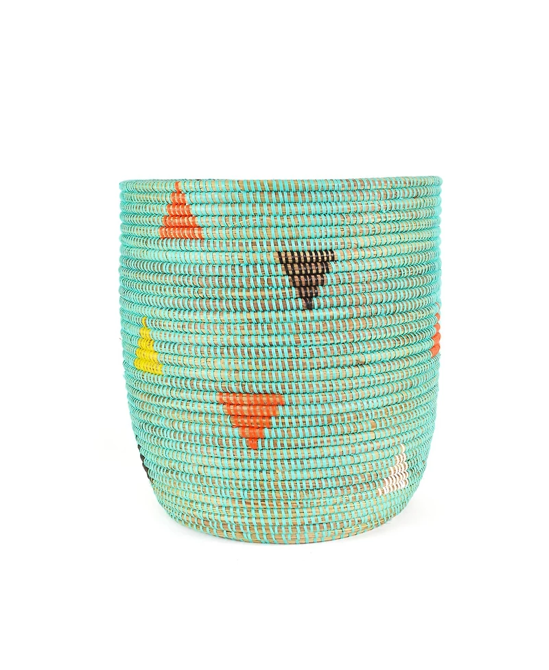 African Modern, Aqua Teranga Triangles Bath Bin Basket