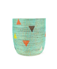 African Modern, Aqua Teranga Triangles Bath Bin Basket