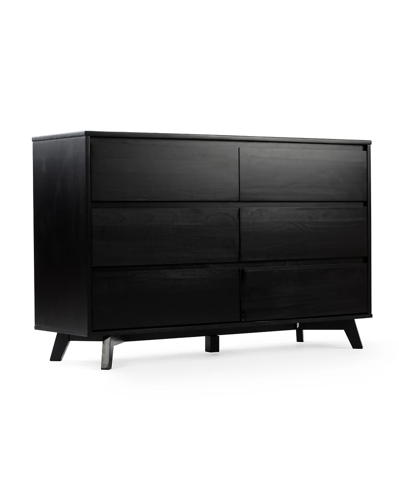 Max and Lily Solid Wood Scandinavian 6 Drawer Dresser