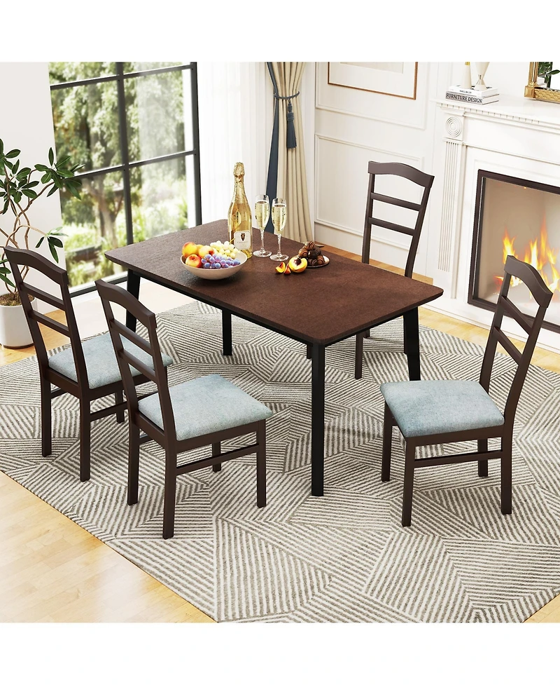 Gymax Modern Dining Chairs Set of with Rubber Wood Frame Hollowed Backrest for Kitchen