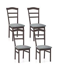 Gymax Modern Dining Chairs Set of with Rubber Wood Frame Hollowed Backrest for Kitchen