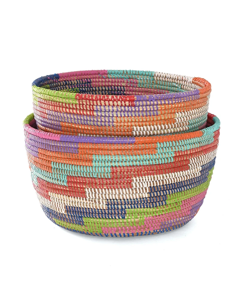 African Modern, Colorful Stairwell Nesting Baskets, Set of 2