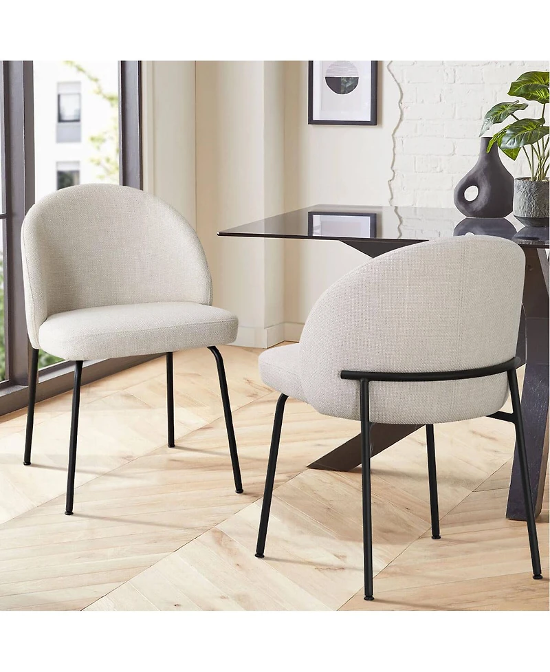 Maison Boucle Modern Upholstered Dining Side Chairs Set of 2, Metal Legs