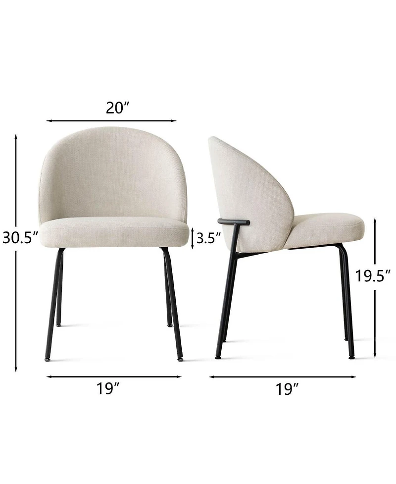 Maison Boucle Modern Upholstered Dining Side Chairs Set of 2, Metal Legs