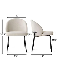 Maison Boucle Modern Upholstered Dining Side Chairs Set of 2, Metal Legs