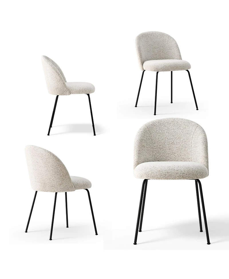 Maison Boucle 19.5" Seat Height Fabric Dining Side Chairs Set of 4, Metal Legs