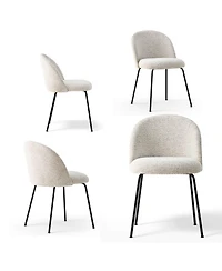 Maison Boucle 19.5" Seat Height Fabric Dining Side Chairs Set of 4, Metal Legs