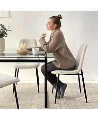 Maison Boucle Modern Chenille Upholstered Dining Chairs Set of 4, Metal Legs