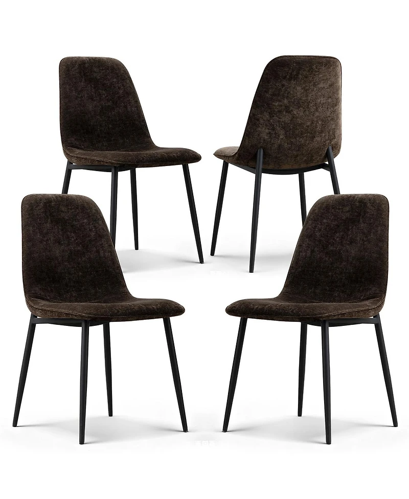 Maison Boucle Modern Chenille Upholstered Dining Chairs Set of 4, Metal Legs