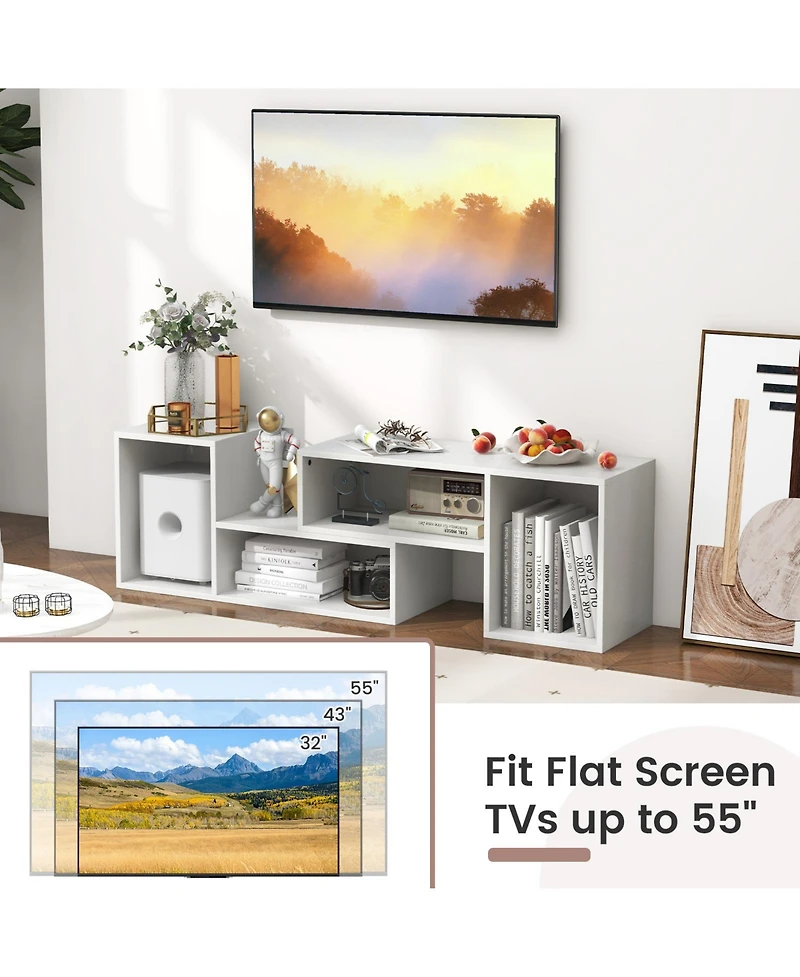 Sugift 2 Pieces Adjustable Tv Stand for TVs up to 55 Inch with Storage Cubes