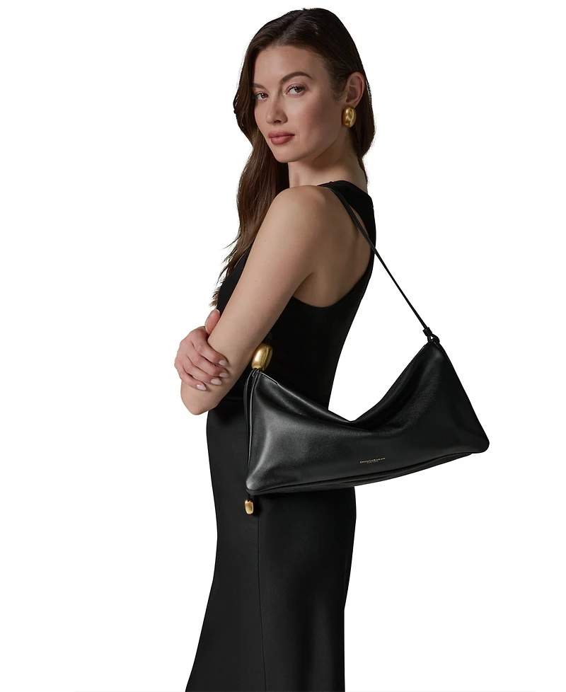 Donna Karan New York Velvet Leather Large Shoulder Bag