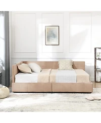 Rainsken Storage Upholstered Tufted Bed Frame, with 2 Drawers, Velvet Corner Frame Full, No Box Spring Needed