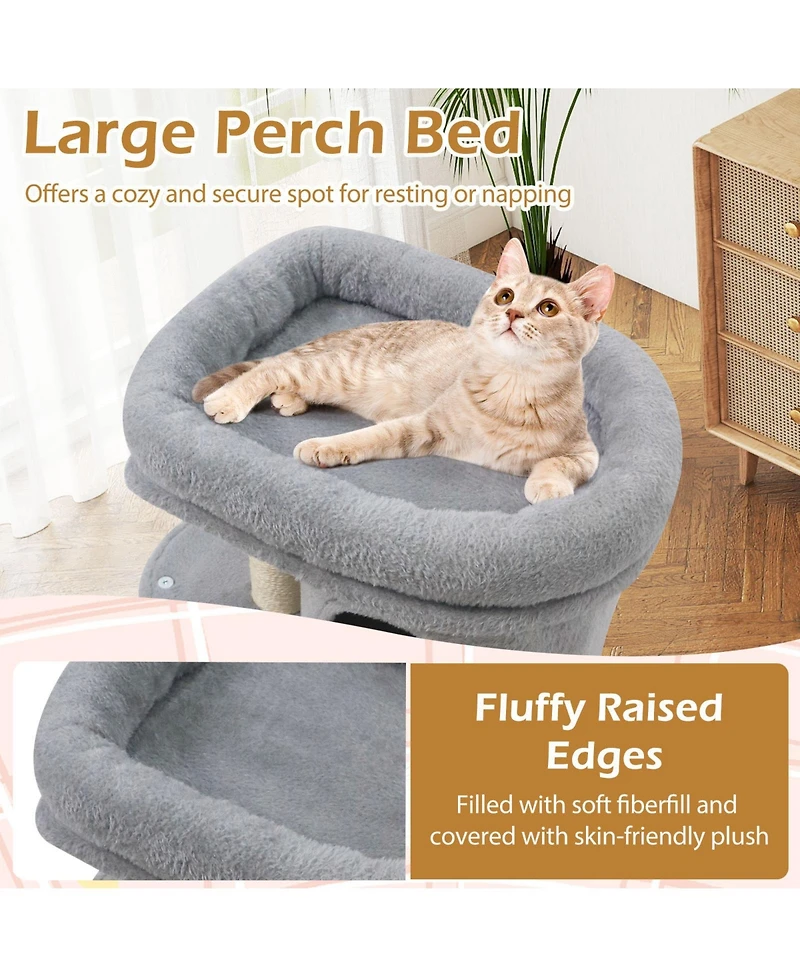 Cozito Cat Tower 26 inch with Padded Plush Perch and Dual Condos