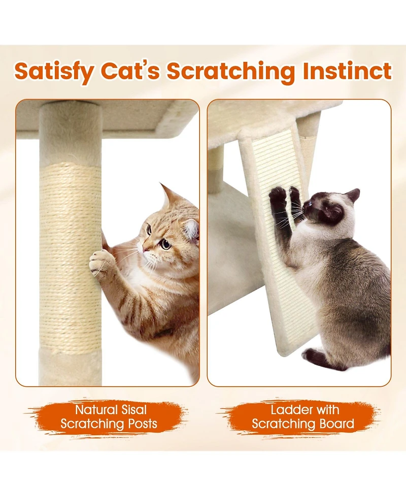 Cozito Cat Tree 65 inch with 3 Upholstered Perches and 2 Condos