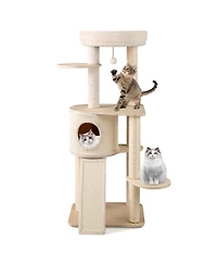 Cozito Cat Tree 56 in Wooden with 2 Sisal Posts and Ladder