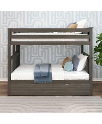 Max & Lily Bunk Bed with Ladder on End and Trundle, Twin-Over-Twin Frame for Kids