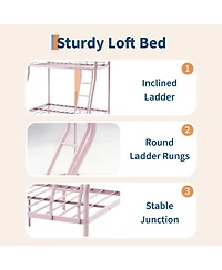gaomon Bunk Bed, Metal Beds with Ladder and Guardrail,Heavy Duty Space Saving Design,Smooth Rounded Edges,Ideal for Dorms Small Rooms