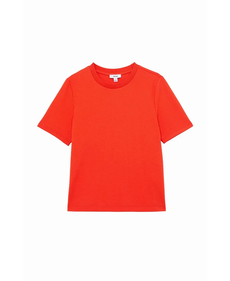 Reiss Women's Stretch-Cotton Ribbed-Neck T-Shirt