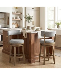 Gymax 4 Pcs Swivel Counter Height Bar Stool Upholstered Barstool w/ Padded Back and Rubber Wood Legs