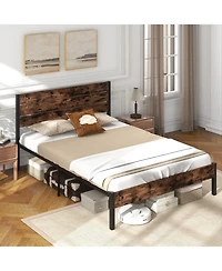 Slickblue Modern Bed Frame with Tall Headboard Mute Bar Structure for Quiet Stability