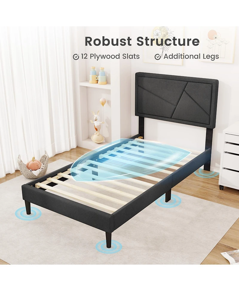 Slickblue Platform Bed Frame with High Upholstered Headboard