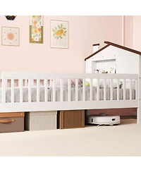 Slickblue Kids Montessori House Bed with Headboard and Storage Shelf