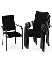 Sugift Stackable Outdoor Patio Dining Armchairs with Metal Frame