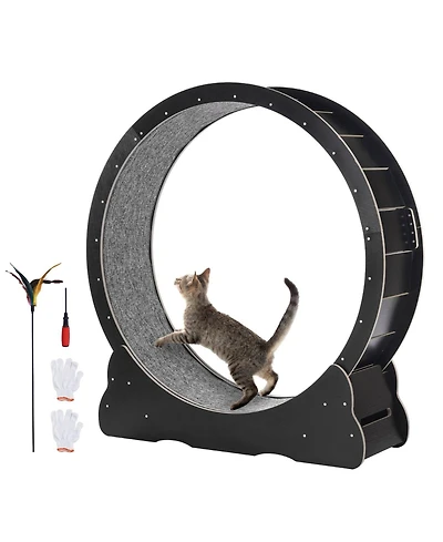 Cozito Cat Exercise Wheel 43 in Wooden Treadmill with Carpet