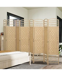 Rainsken 8 Panel Wave Fiber Folding Freestanding Room Divider Privacy Screen