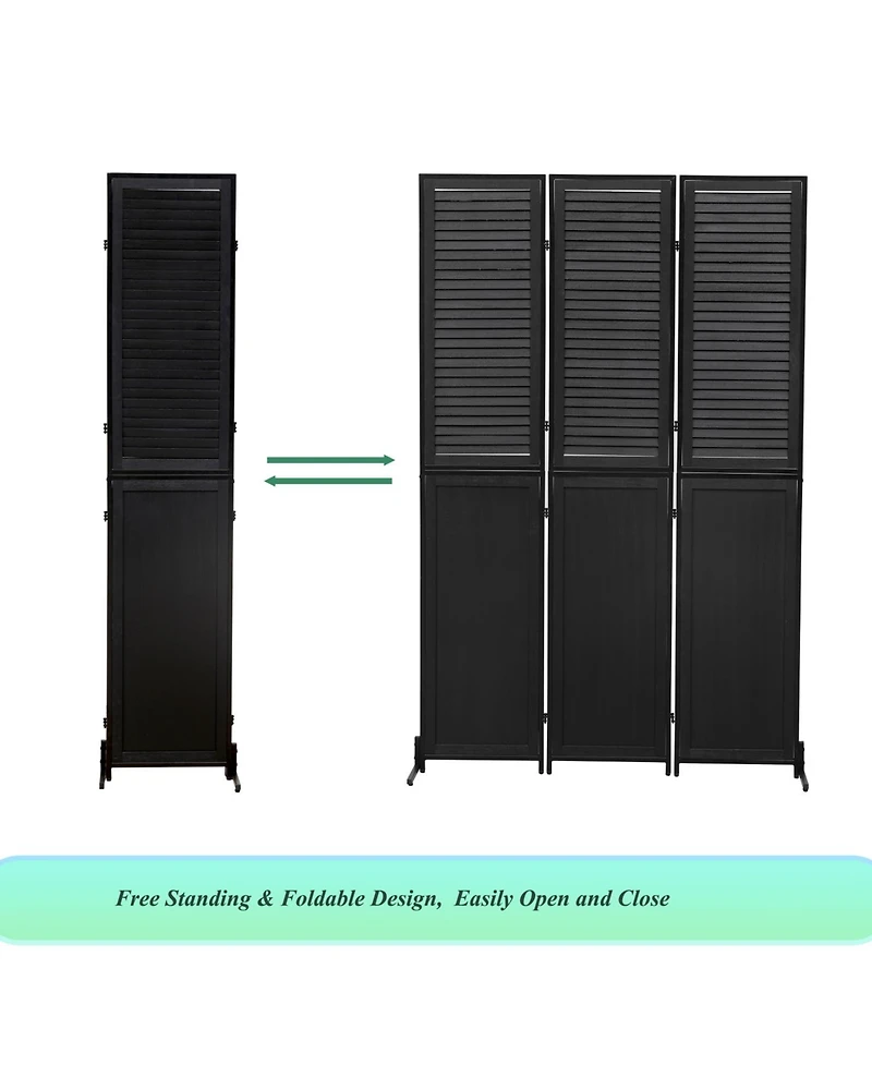 Rainsken 6Ft Tall Room Divider 3 Panel, Natural Wood Folding Privacy Screen, Freestanding Room Partition for Home and Office, Easy Assembly Room