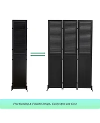 Rainsken 6Ft Tall Room Divider 3 Panel, Natural Wood Folding Privacy Screen, Freestanding Room Partition for Home and Office, Easy Assembly Room