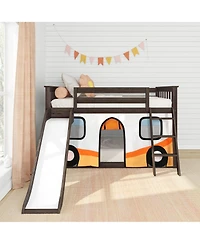 Max & Lily Low Bunk With Easy Slide and Orange Camper Van Curtain