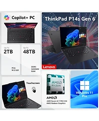 Lenovo ThinkPad P14s 14 inches Traditional Laptop Amd Ryzen Ai 7 32GB Ram Amd Radeon Graphics 1TB Ssd Storage Windows 11 Pro 60Hz