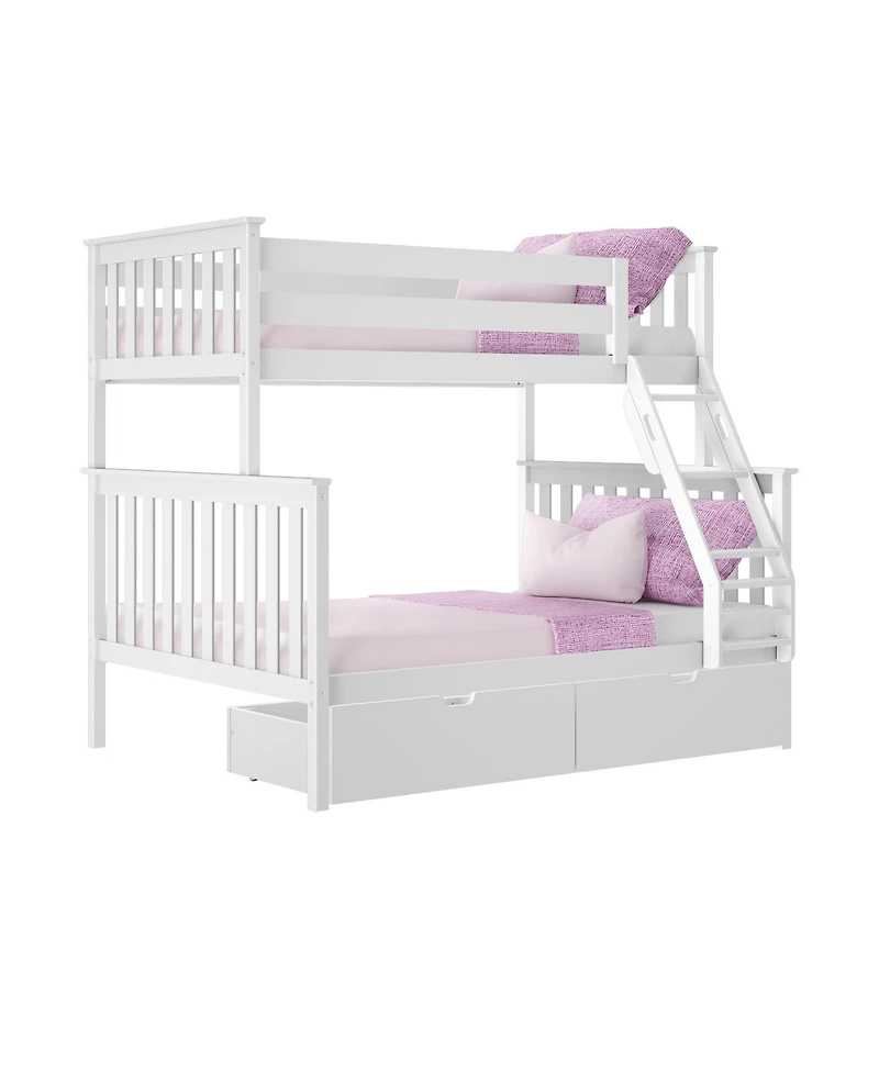 Max & Lily Solid Wood Bunk Bed with Storage Drawers and Ladder for Kids