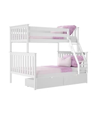 Max & Lily Solid Wood Bunk Bed with Storage Drawers and Ladder for Kids