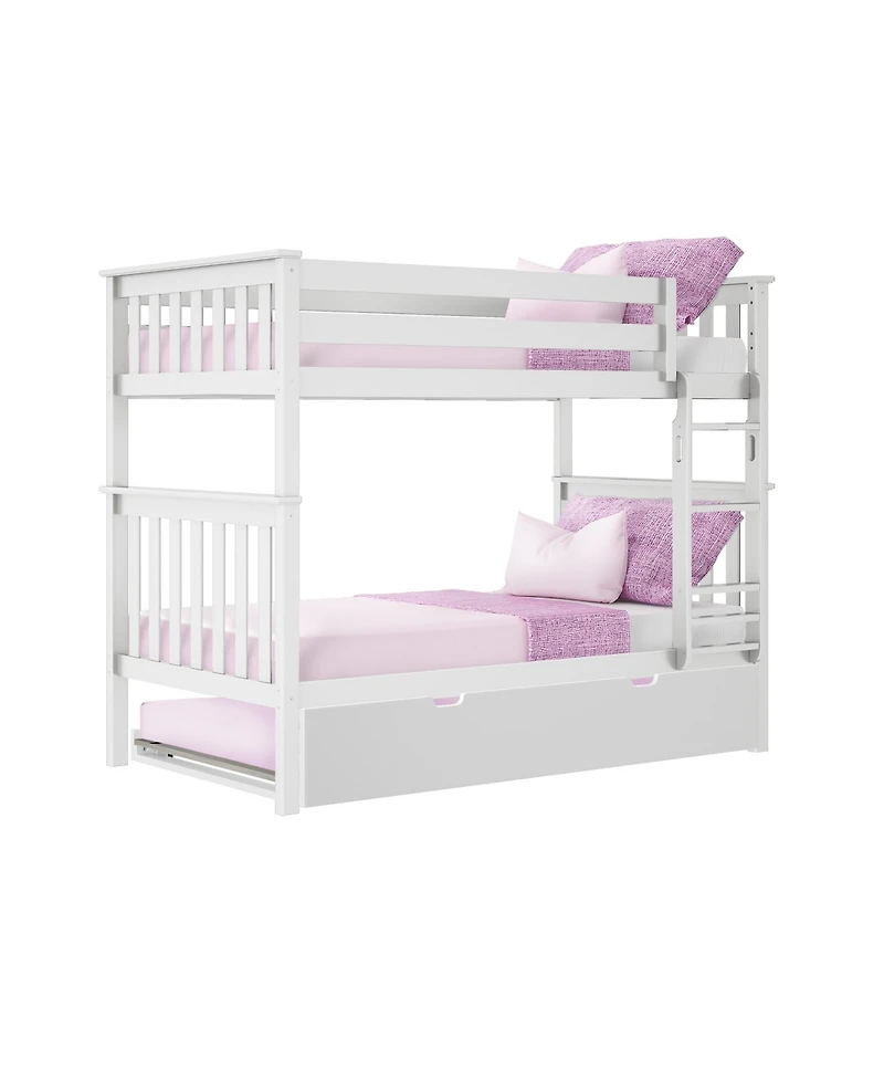 Max & Lily Solid Wood Bunk Bed with Storage Trundle for Kids