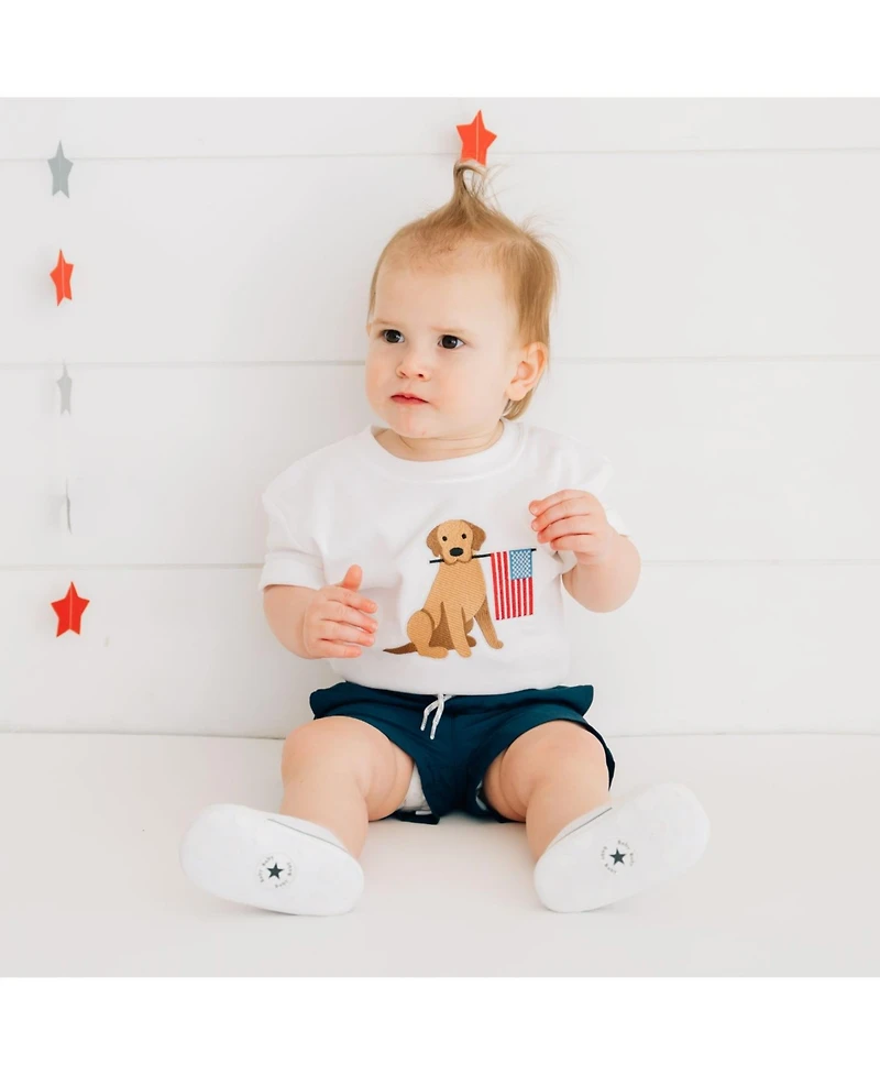 Sweet Wink Baby Boys Patriotic Pup Patch Short Sleeve Romper